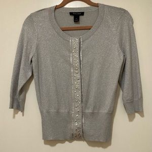 White House Black Market Grey and Silver cardigan